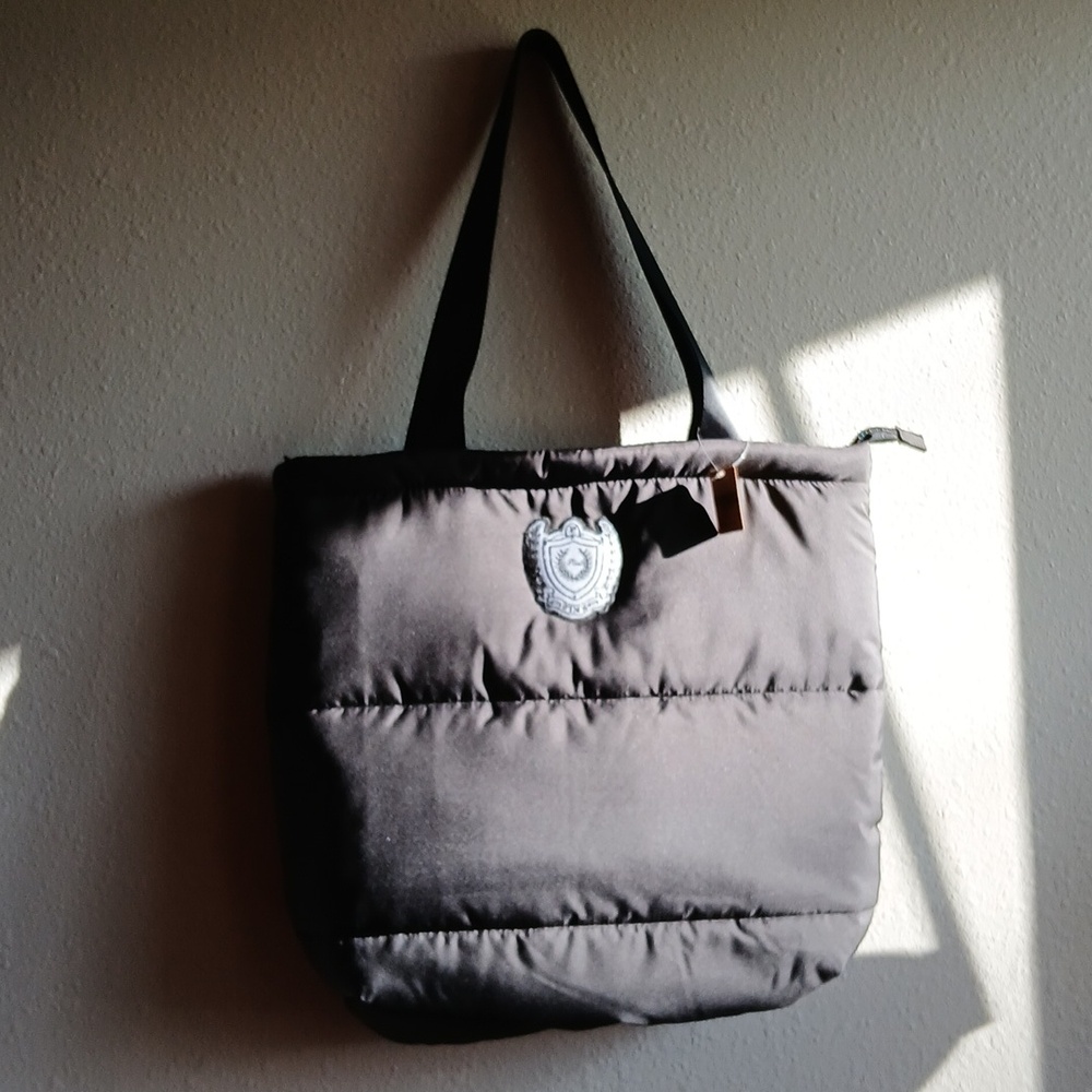 Victoria Secret Pink Puffy Tote Bag Black NWT